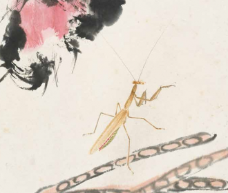 豇豆螳螂（《工虫画册精品》八开之六）