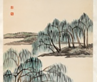 设色山水轴